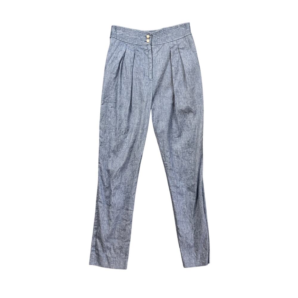 Veronica Beard Pants Womens 2 Aubrie Pleated Linen Blend Tapered High Rise Zip